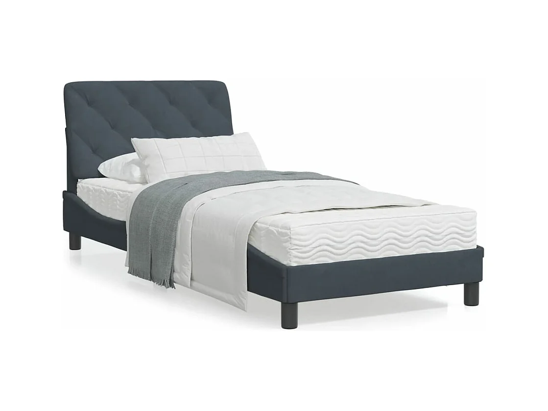 Cadre de lit avec tête de lit Gris foncé 80x200 Velours