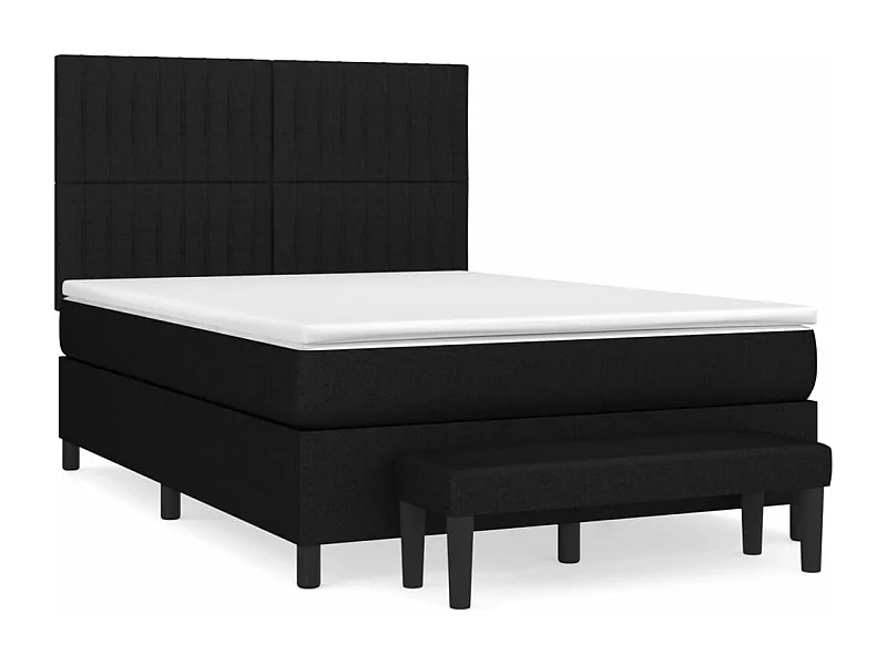 Sommier à lattes de lit avec matelas Noir 140x190 Tissu