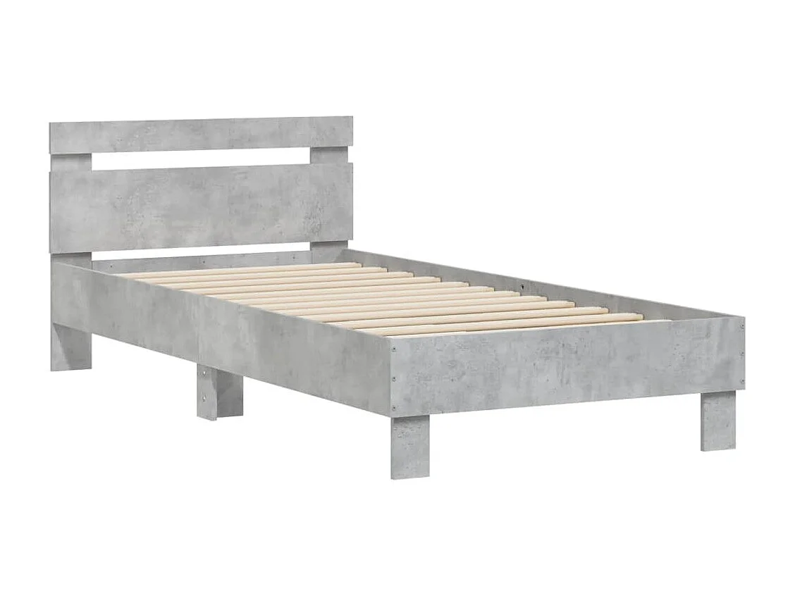 Bedframe met hoofdeinde bewerkt hout betongrijs 90x190 cm
