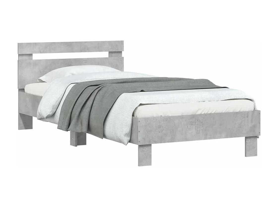 Bedframe met hoofdeinde bewerkt hout betongrijs 90x190 cm