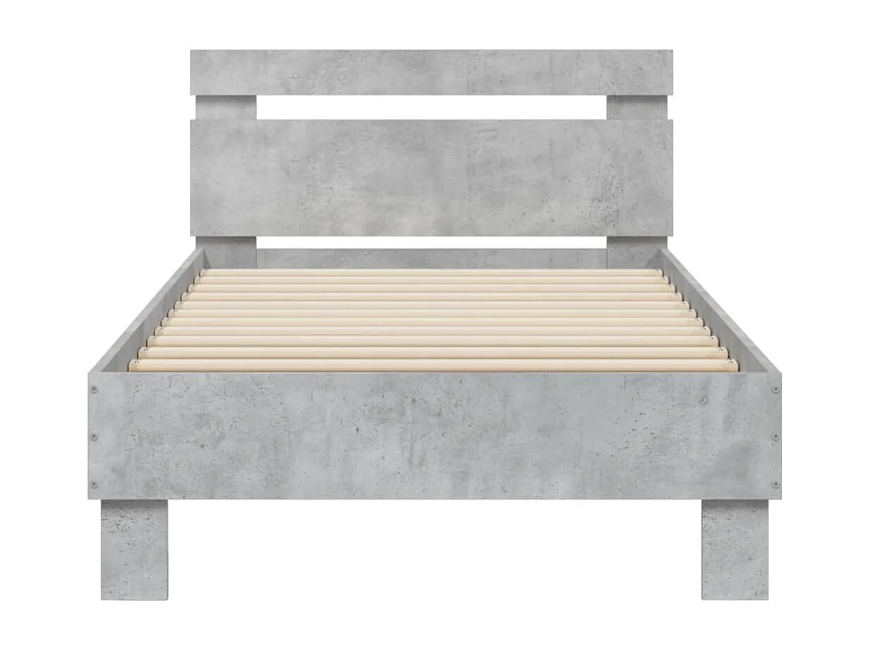 Bedframe met hoofdeinde bewerkt hout betongrijs 90x190 cm