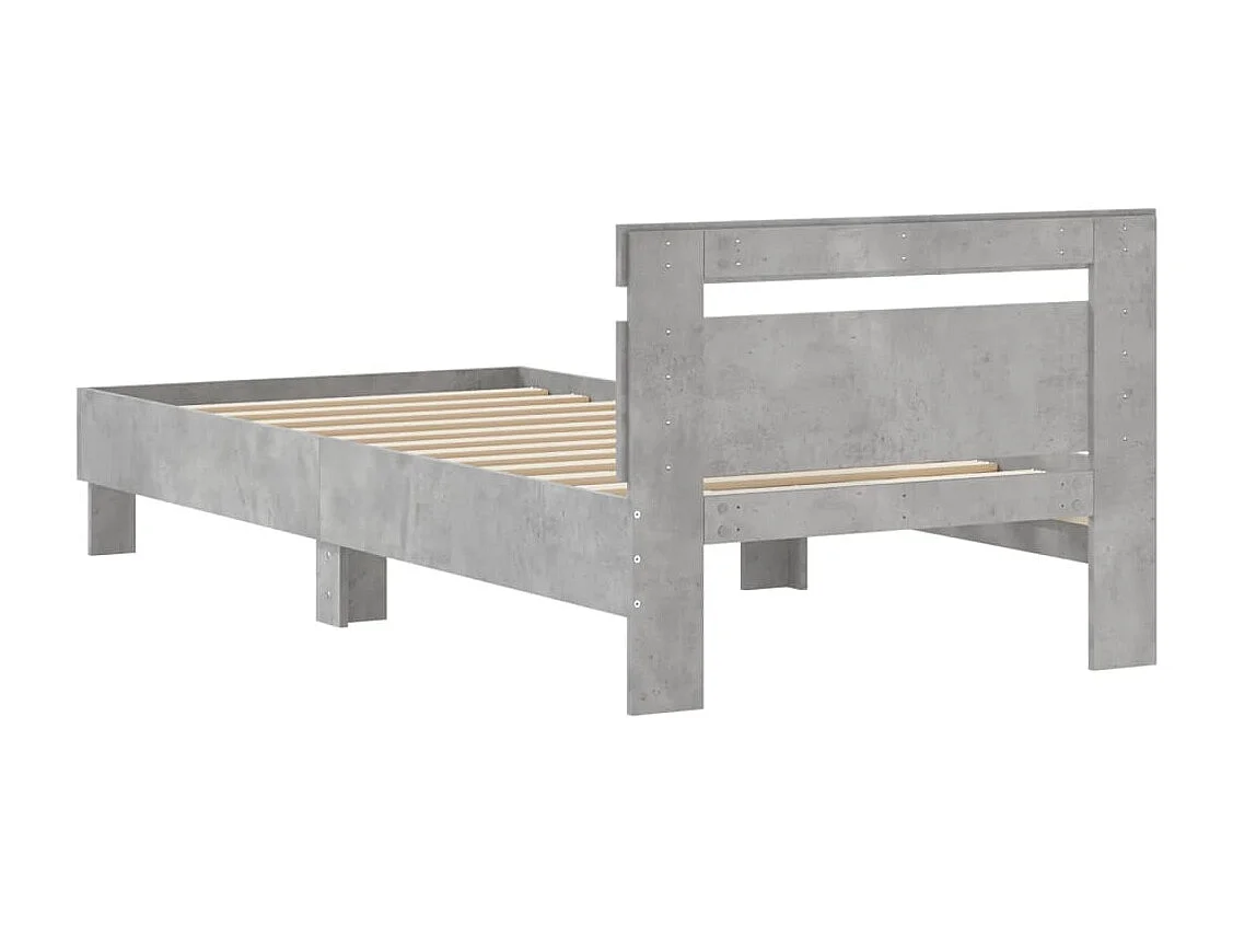 Bedframe met hoofdeinde bewerkt hout betongrijs 90x190 cm