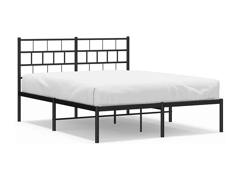 Cadre de lit métal avec tête de lit noir 140x200