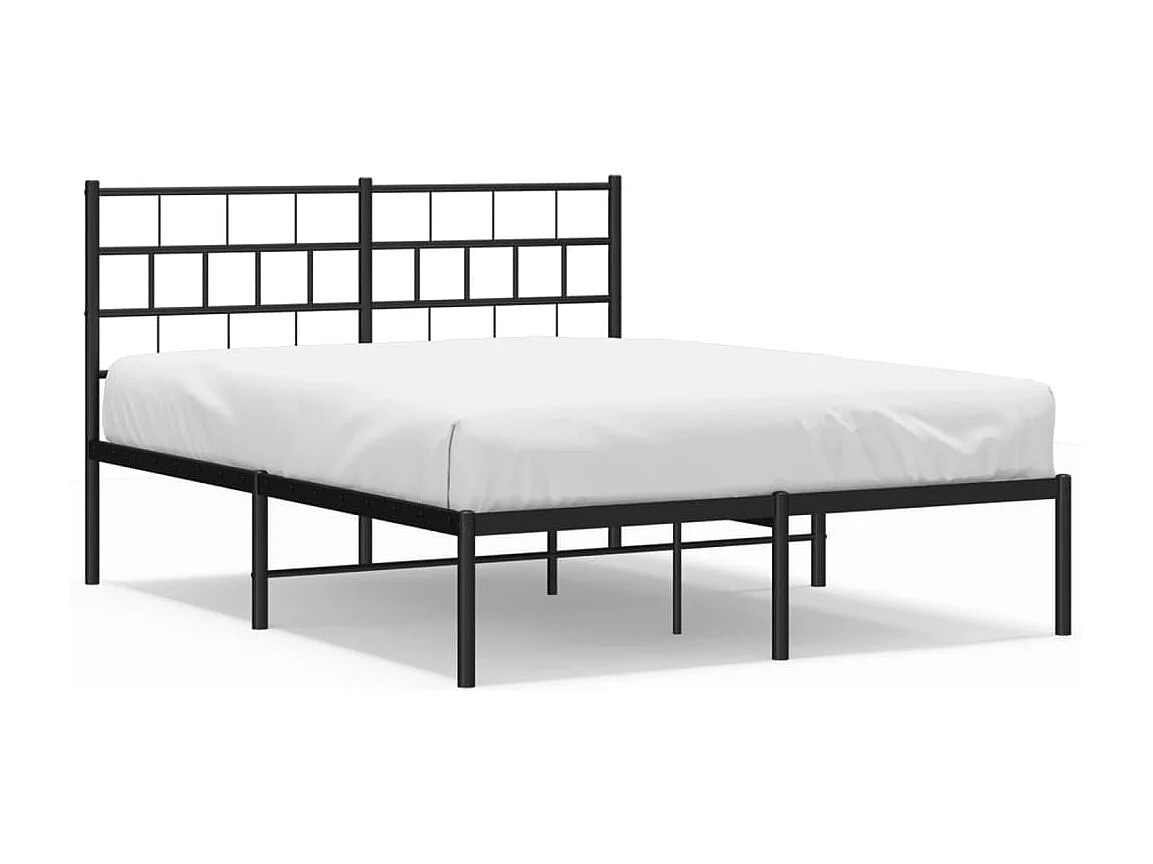 Cadre de lit métal avec tête de lit noir 140x200