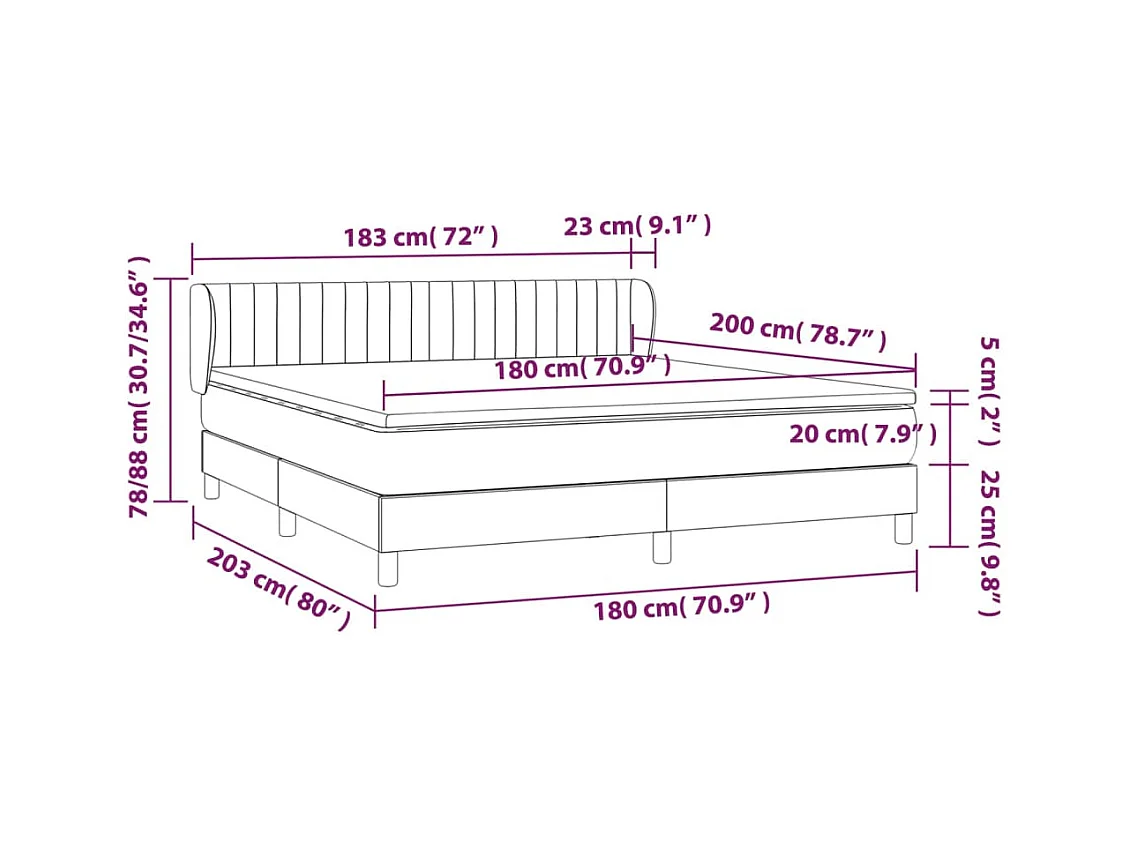 Boxspring met matras stof donkerbruin 180x200 cm
