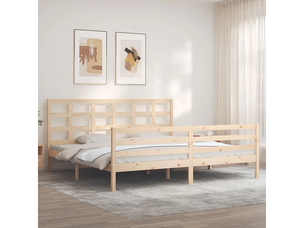 Cadre de lit avec tête de lit 200x200 bois massif