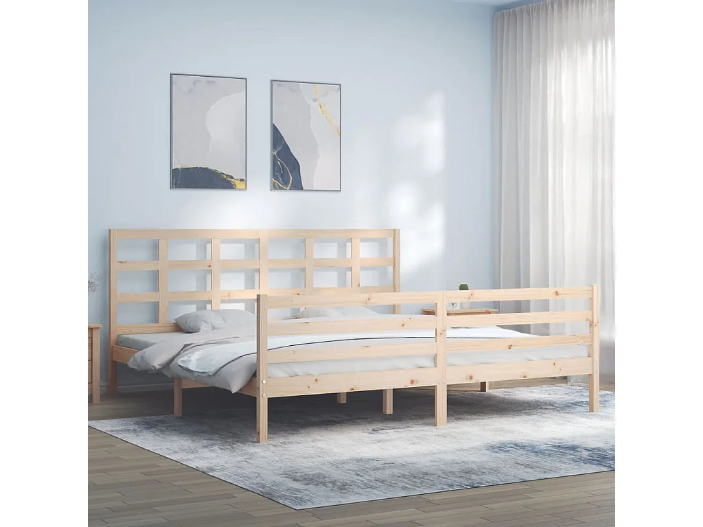 Cadre de lit avec tête de lit 200x200 bois massif