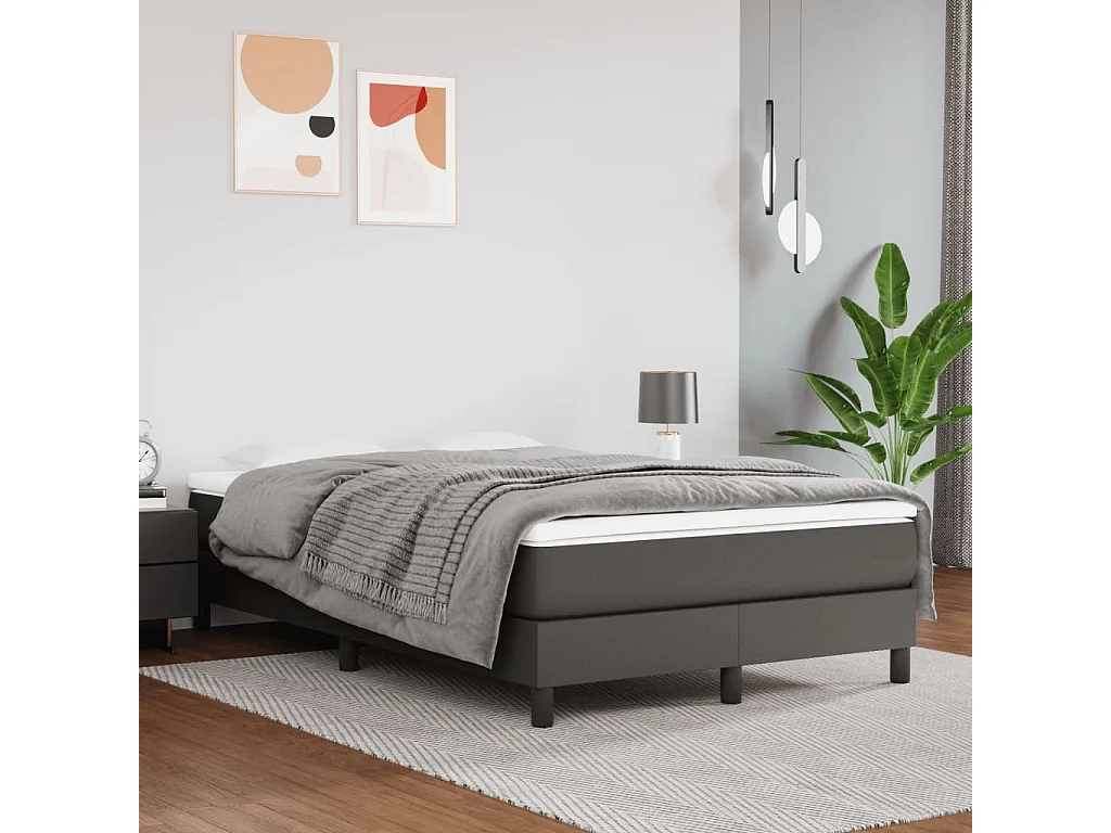Sommier à lattes de lit avec matelas gris 120x190 similicuir
