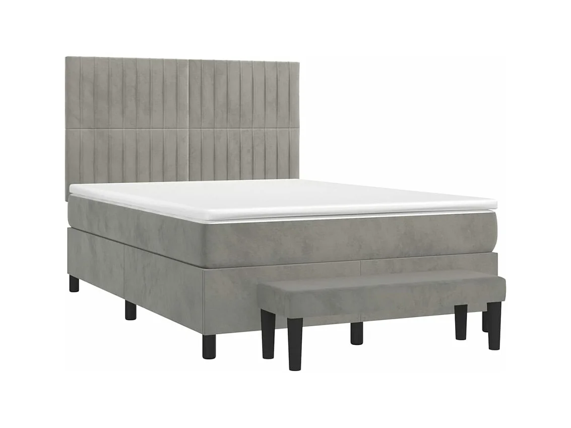Sommier à lattes de lit et matelas Gris clair 140x200 Velours