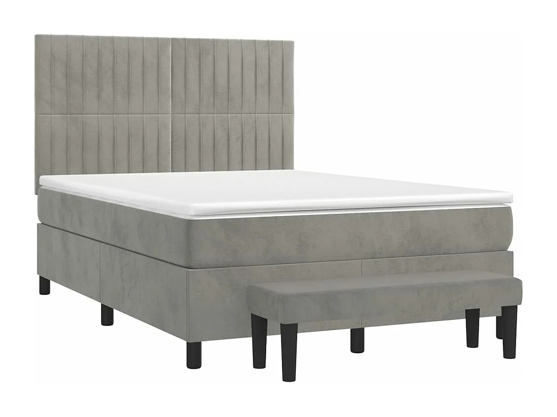Sommier à lattes de lit et matelas Gris clair 140x200 Velours