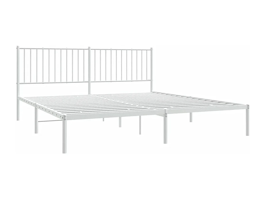 Cadre de lit métal avec tête de lit blanc 183x213