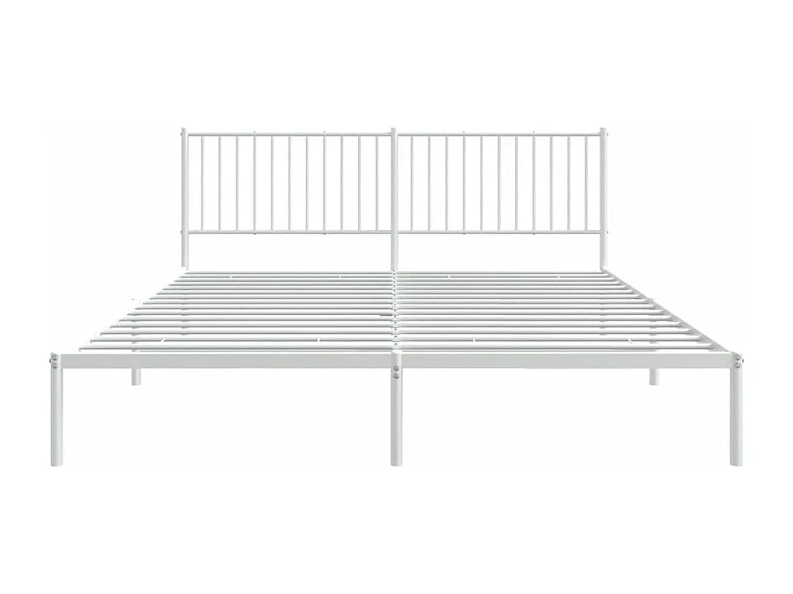 Cadre de lit métal avec tête de lit blanc 183x213