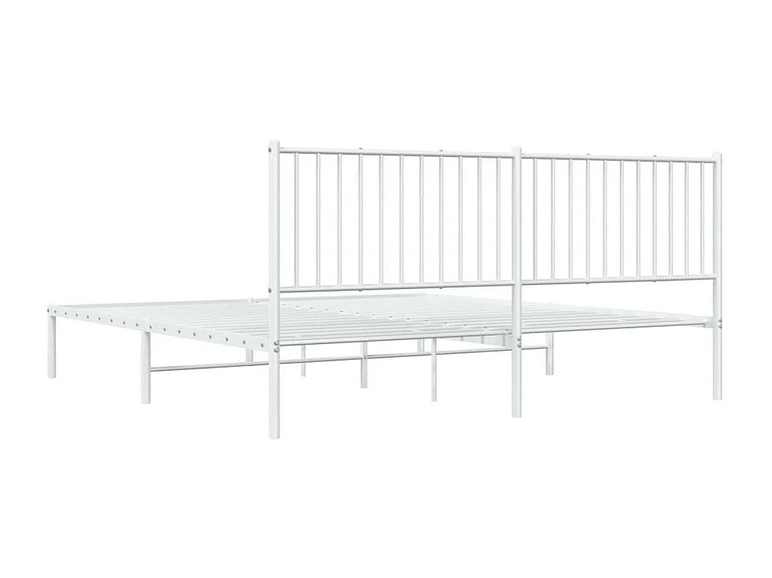 Cadre de lit métal avec tête de lit blanc 183x213