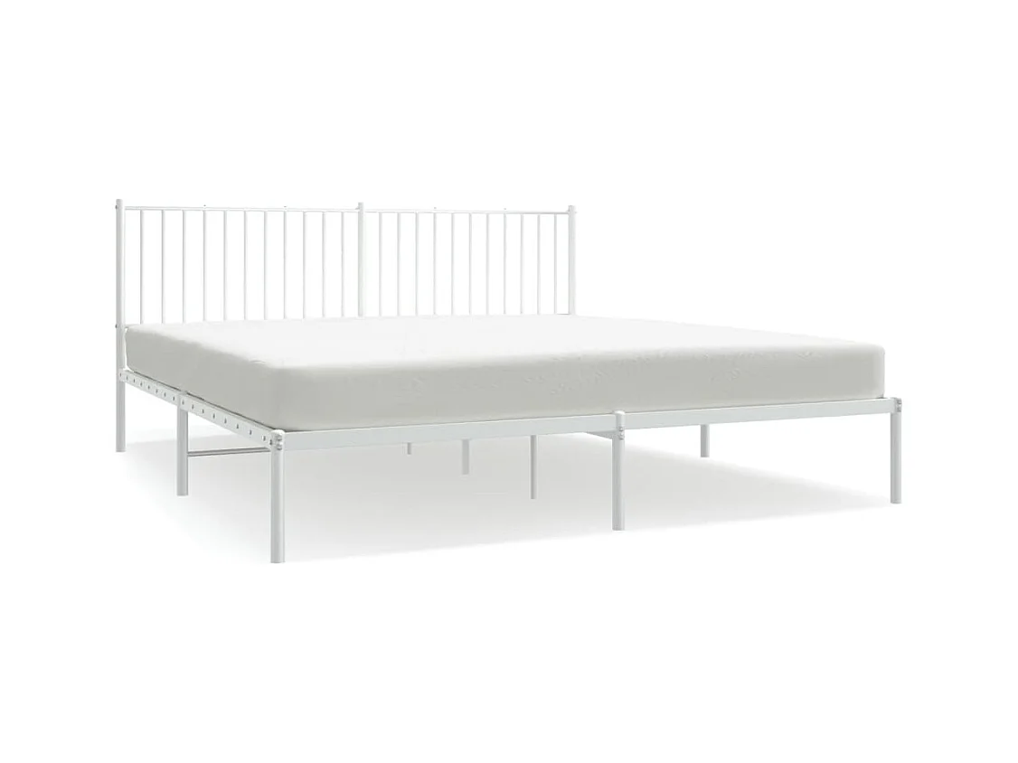 Cadre de lit métal avec tête de lit blanc 183x213