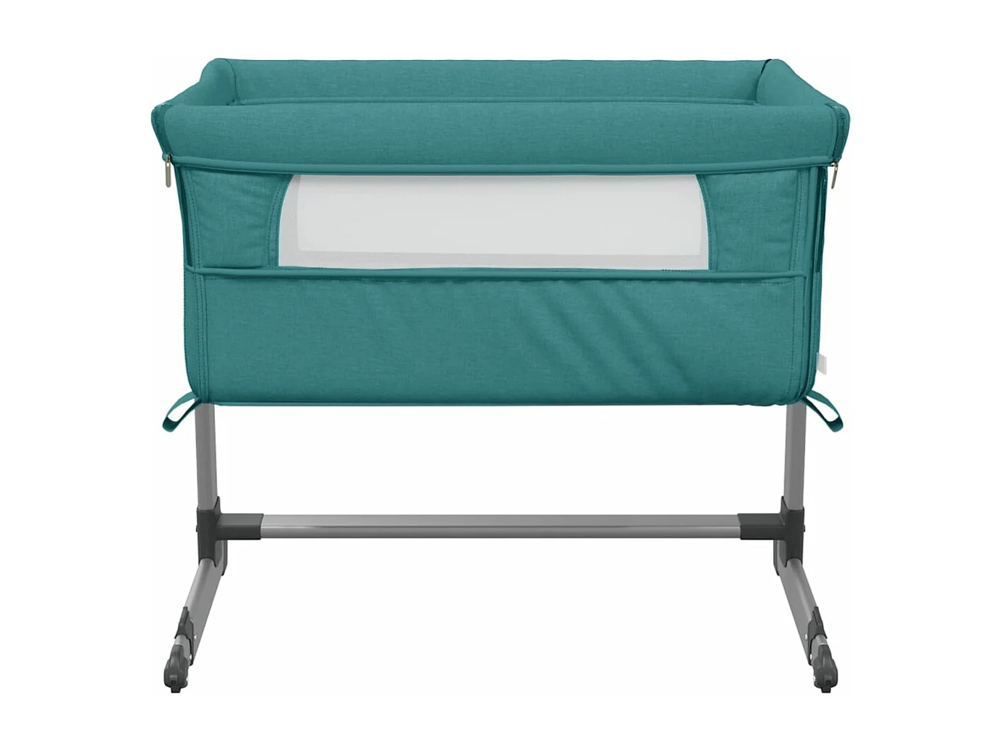 Lit pour bébé avec matelas Vert Tissu de lin