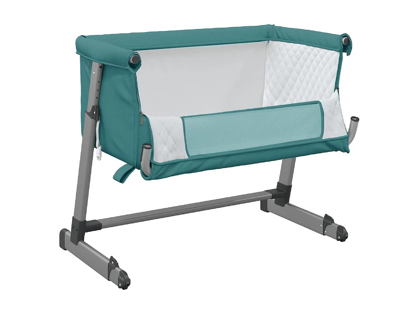 Lit pour bébé avec matelas Vert Tissu de lin