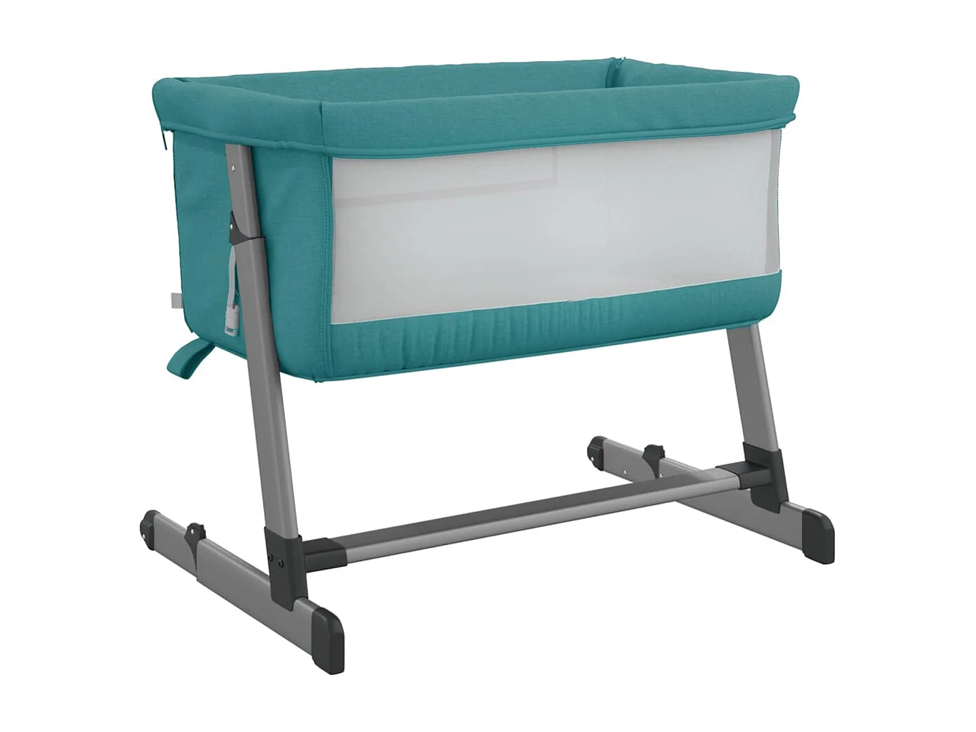 Lit pour bébé avec matelas Vert Tissu de lin