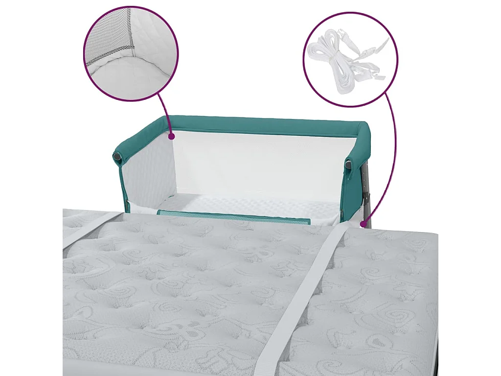 Lit pour bébé avec matelas Vert Tissu de lin
