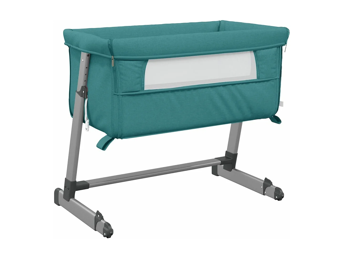 Lit pour bébé avec matelas Vert Tissu de lin