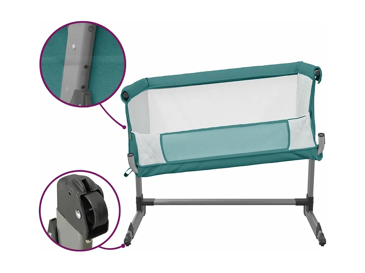Lit pour bébé avec matelas Vert Tissu de lin