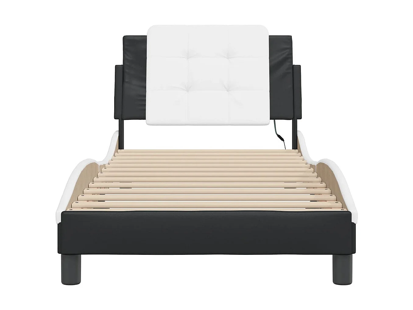 vidaXL Estructura cama con LED cuero sintético negro blanco 90x200 cm