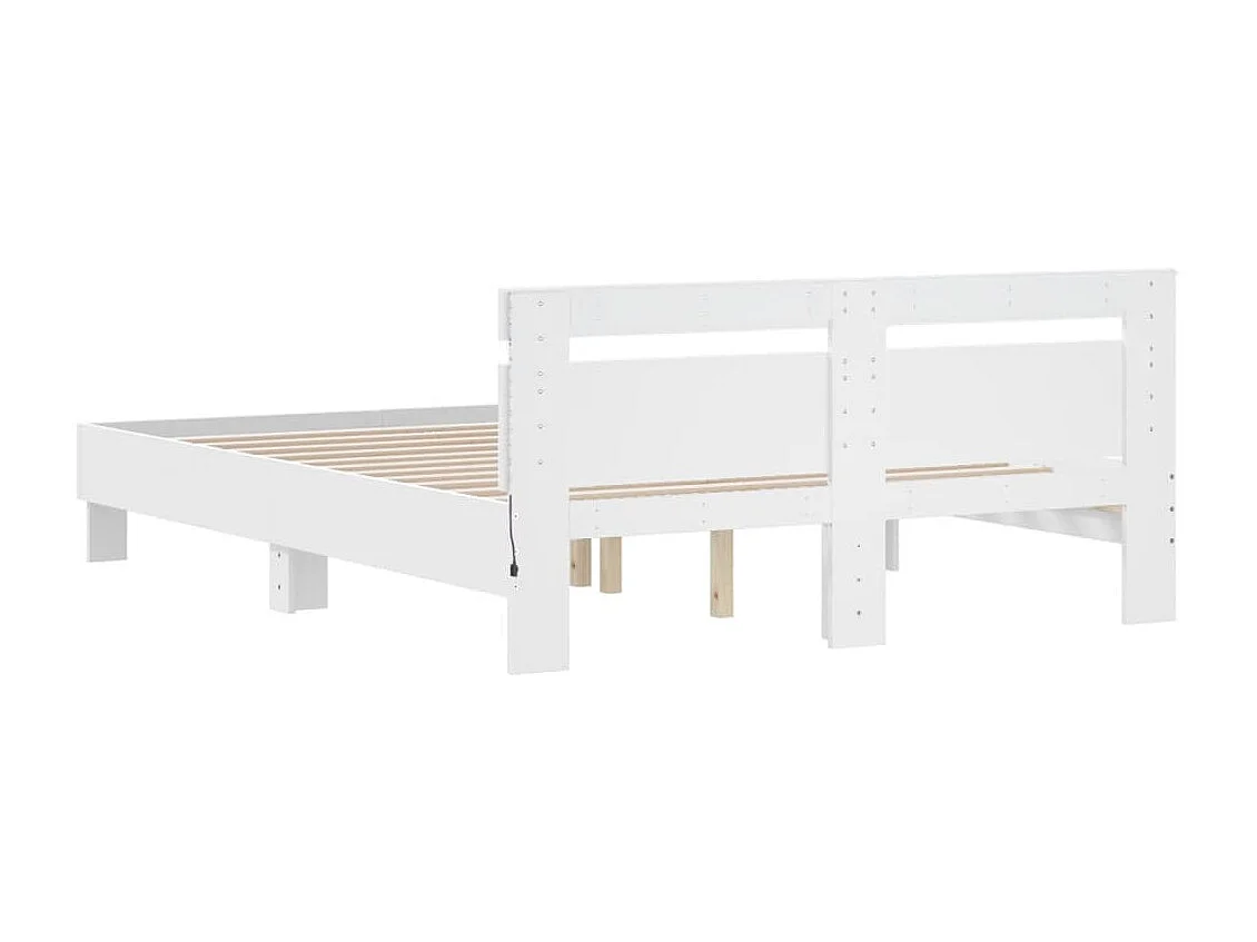 Cadre de lit avec tête de lit et LED blanc 140x200