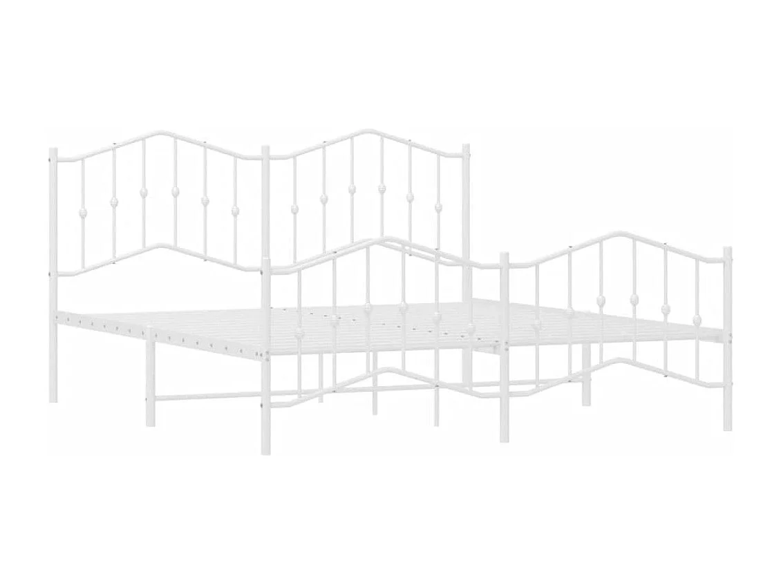 Cadre de lit métal avec tête de lit-pied de lit blanc 183x213