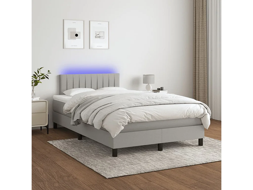 Sommier à lattes de lit matelas LED gris clair 120x190 tissu