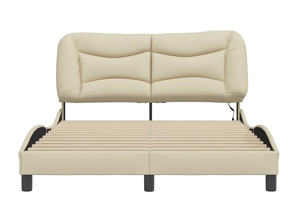 Cadre de lit avec lumières LED crème140x190 tissu