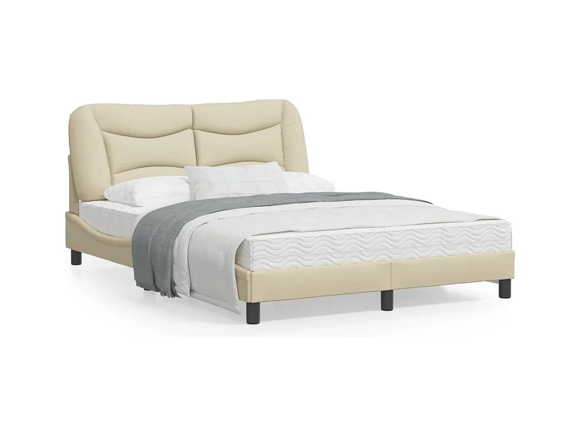 vidaXL Estructura de cama con luces LED tela crema 140x190 cm
