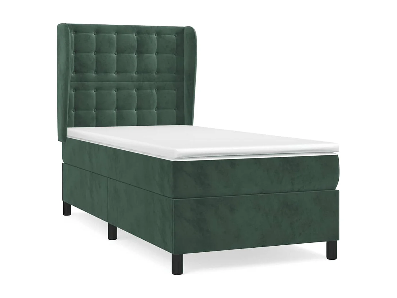Lit à sommier tapissier et matelas Vert foncé 80x200 Velours