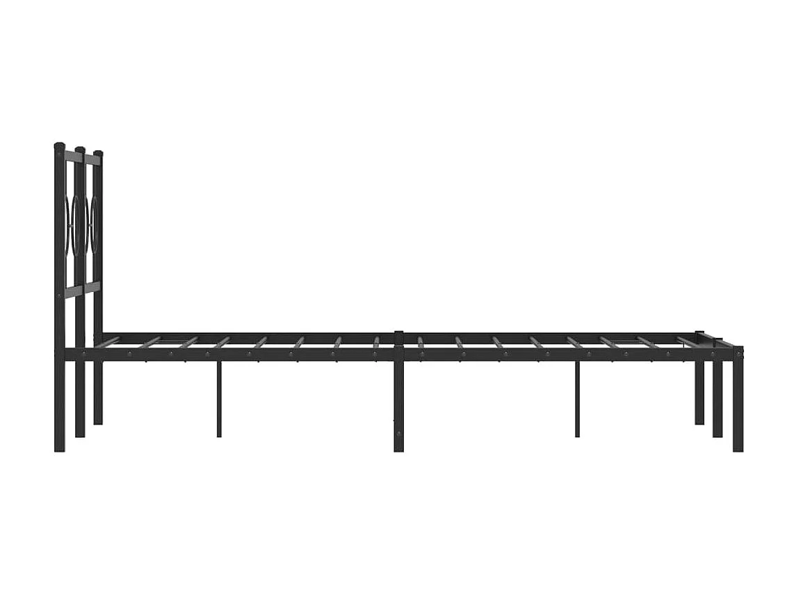 Cadre de lit métal avec tête de lit noir 120x200