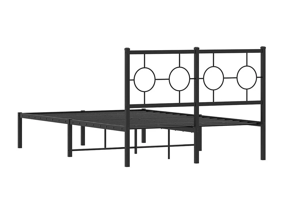 Cadre de lit métal avec tête de lit noir 120x200