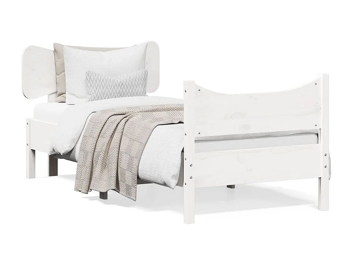 Cadre de lit avec tête de lit blanc 90x190 bois de pin massif