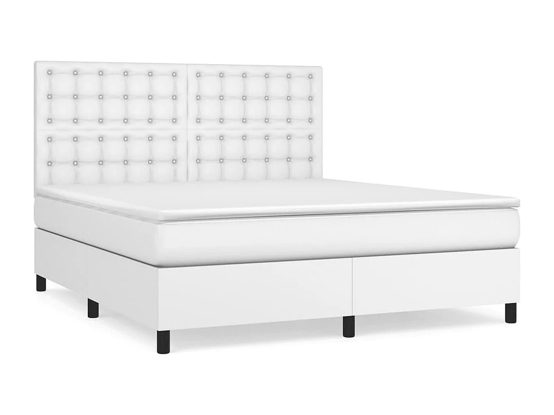 Sommier à lattes de lit avec matelas Blanc 160x200 Similicuir