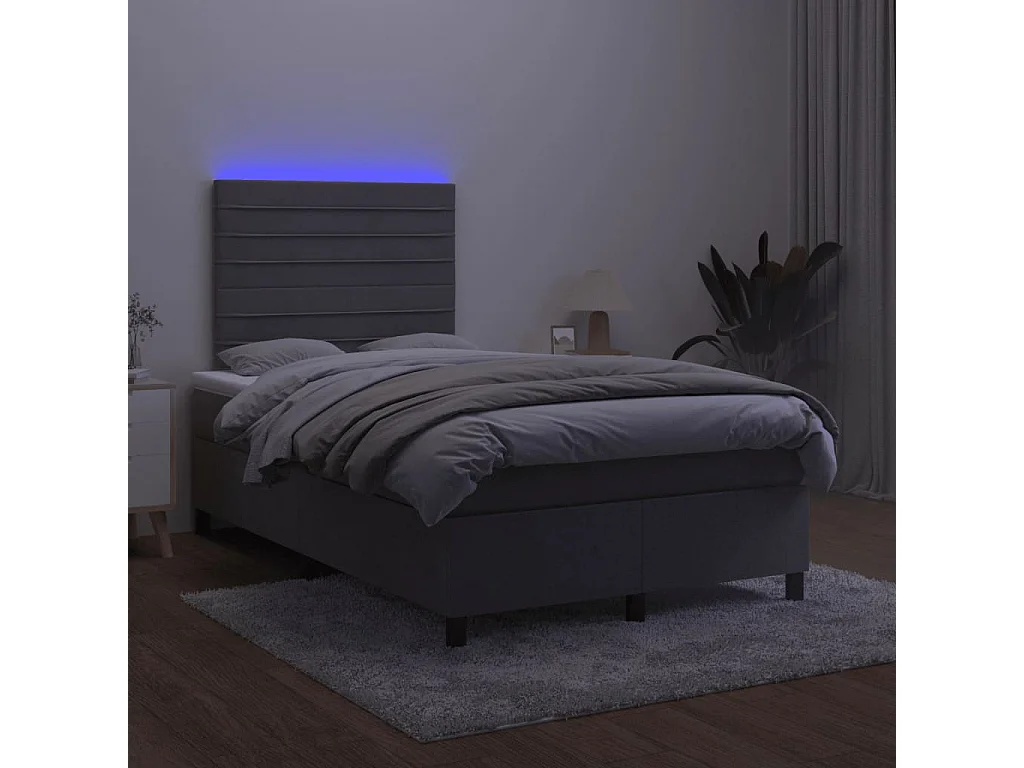Sommier à lattes de lit avec matelas LED gris foncé 120x190