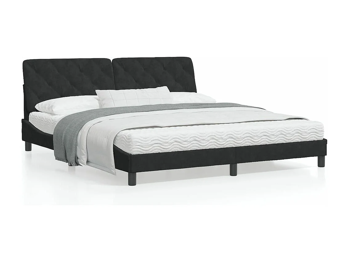 Lit avec matelas noir 180x200 velours