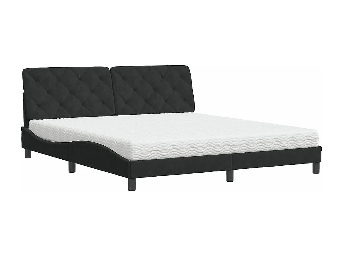 Lit avec matelas noir 180x200 velours