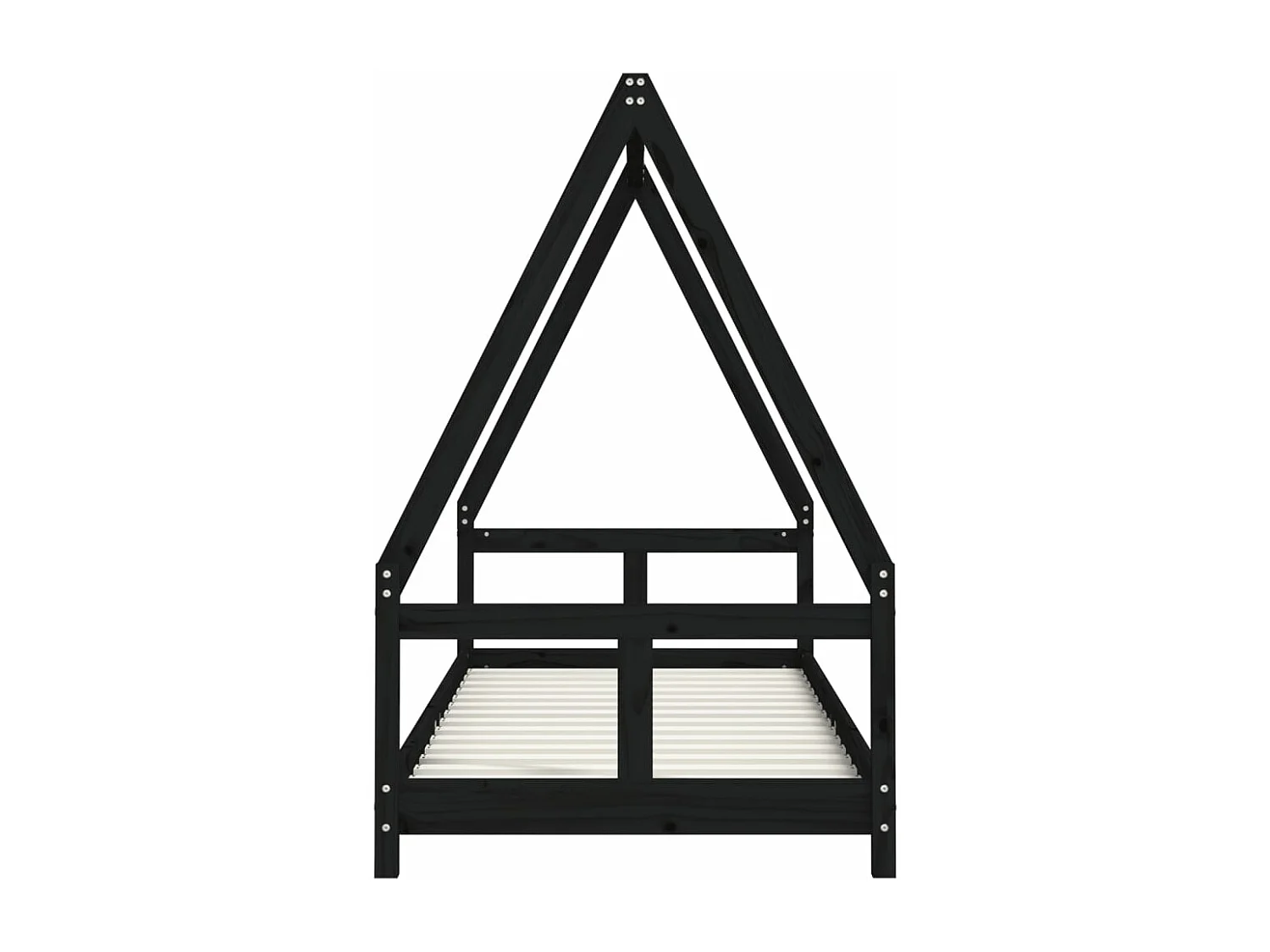 Cadre de lit pour enfants noir 80x200 bois de pin massif