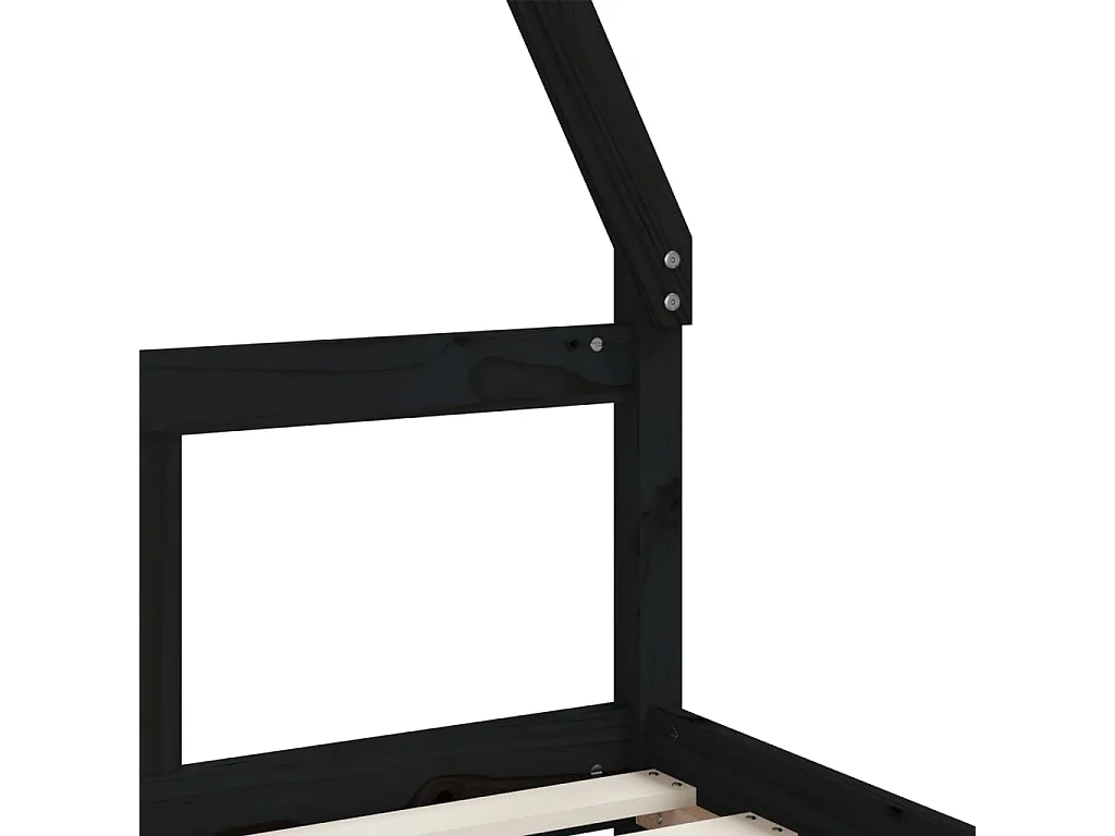 Cadre de lit pour enfants noir 80x200 bois de pin massif