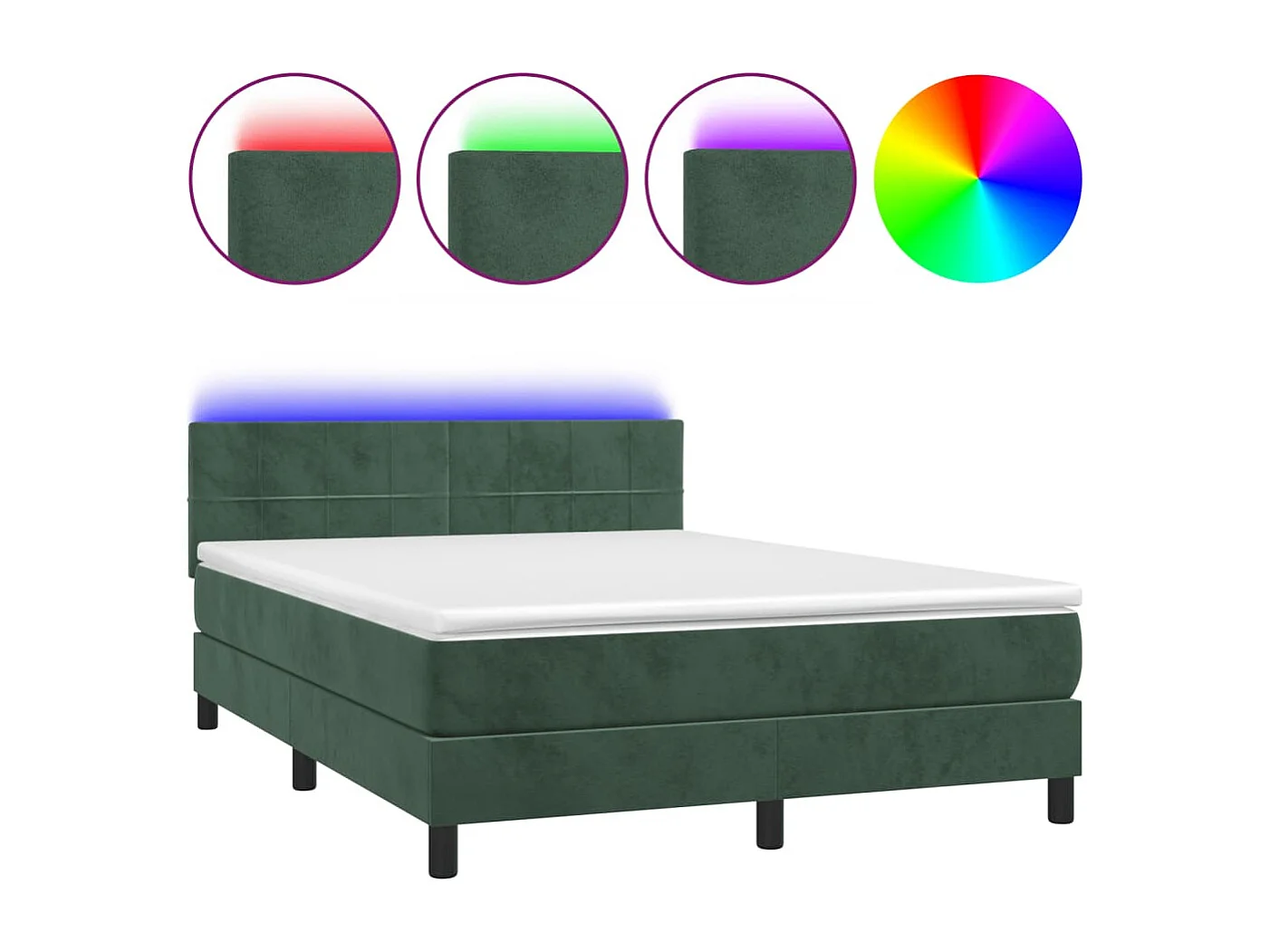 Sommier à lattes de lit avec matelas LED Vert foncé 140x190