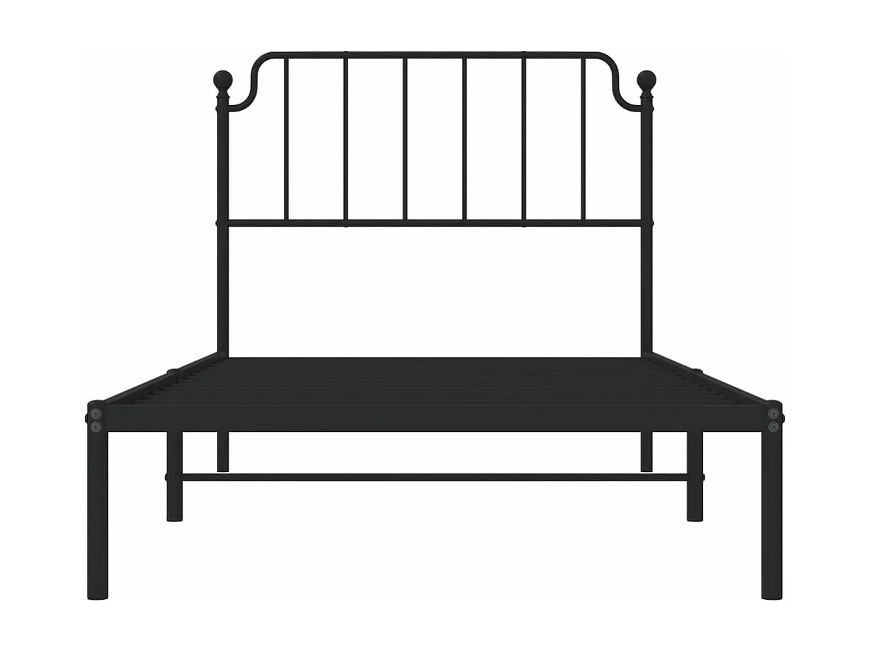 Cadre de lit métal avec tête de lit noir 100x200