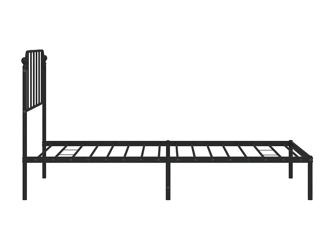 Cadre de lit métal avec tête de lit noir 100x200