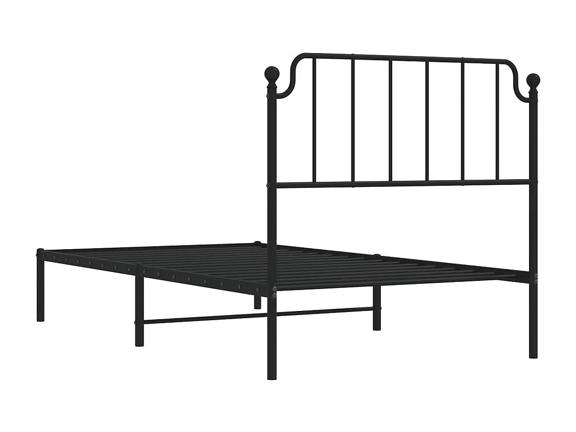 Cadre de lit métal avec tête de lit noir 100x200