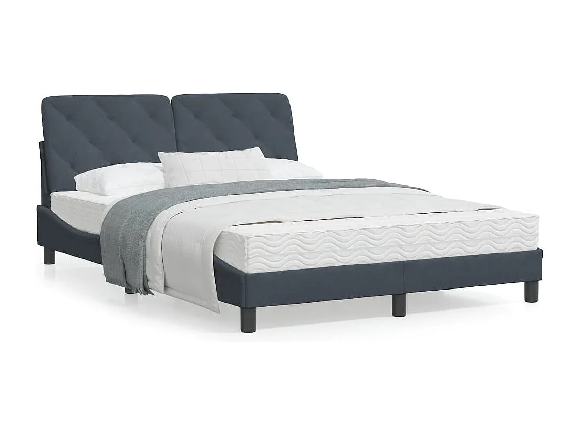 Lit avec matelas gris foncé 120x200 velours