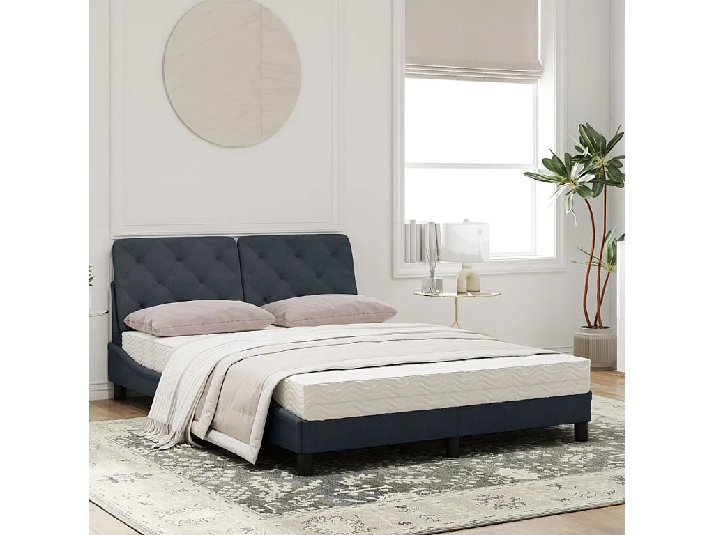 Lit avec matelas gris foncé 120x200 velours