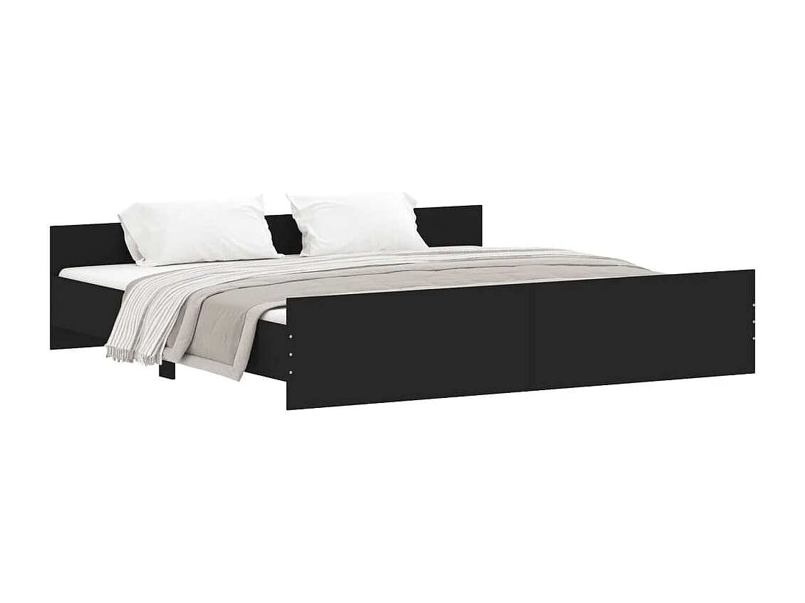 Cadre de lit avec tête de lit-pied de lit noir 200x200