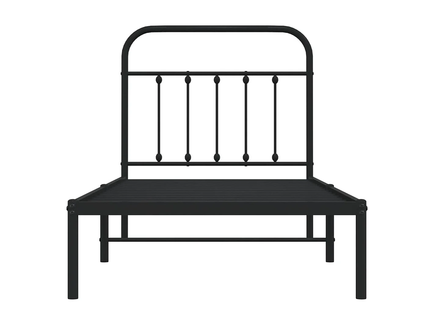 Cadre de lit métal avec tête de lit noir 90x200