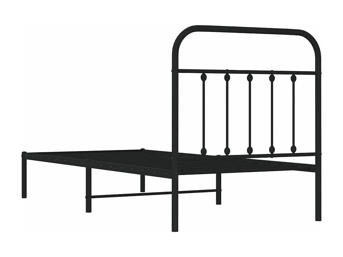 Cadre de lit métal avec tête de lit noir 90x200