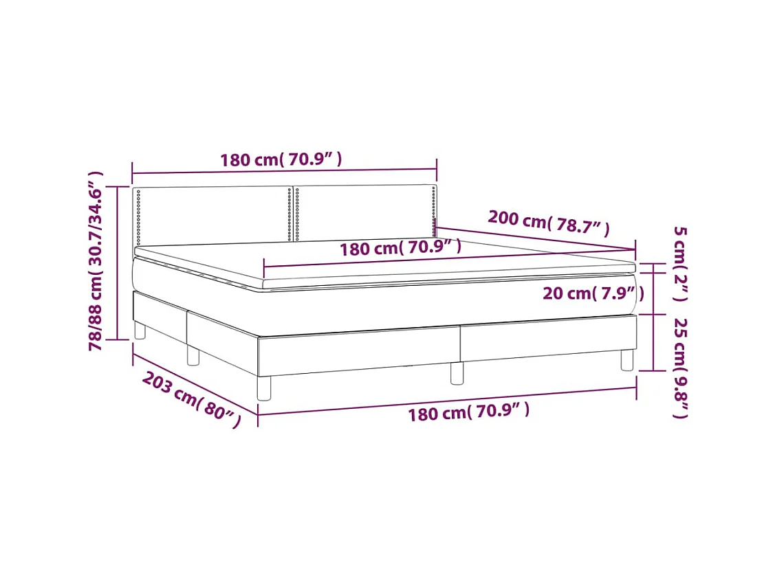 Sommier à lattes de lit avec matelas LED Bleu 180x200 Tissu